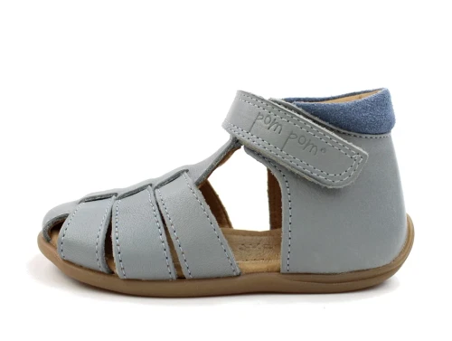Pom Pom dusty blue sandal med velcro